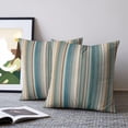 thumbnail image 2 of Pillow Covers 18x18 Set of 2, Teal Brown Striped Throw Pillow Covers Decorative Couch Cushion Cover, Farmhouse Boho Geometric Lines Microfiber Soft Square Pillowcases for Bedroom Living Room Sofa, 2 of 9