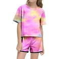 thumbnail image 2 of Gelikeya Preppy Clothes for Girls Tween Girl Outfits Girls' Short Sets Tween Summer Outfits Kids Tee Shirt and Pants Set (Pink, 4-5 Years), 2 of 5