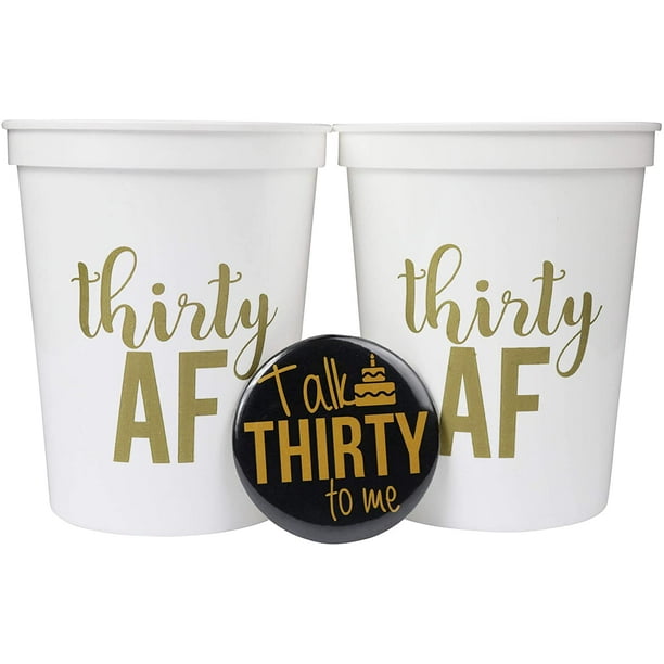 Thirty Af 30 Af 30th Birthday Party Cups 1 Talk Thirty To Me Button Set Of 12 16oz 30th Birthday Stadium Cups Perfect For Birthday Parties Birthday Decorations White Walmart Com