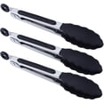 thumbnail image 1 of 7" Mini Silicone Serving Tongs - Set of 3 (black), 1 of 6