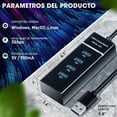 thumbnail image 3 of Hub USB 3.0 Sendowtek Negro SuperSpeed 5Gbps 4 Puertos para Multi Splitter Universal Compatible con, 3 of 9