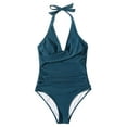 thumbnail image 4 of Women Sexy Tummy Control One Piece Swimsuits Halter Push Up Monokini Bathing Suits (Red, M), 4 of 6