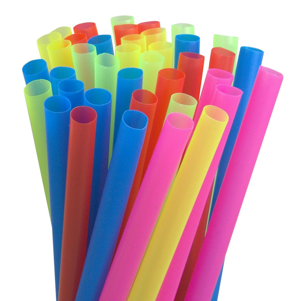[500 Pack] Bubble Tea Straws 8.5 Inch Long Assorted Neon Wide Plastic