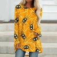 thumbnail image 2 of Odeerbi Halloween Vintage Graphic Shirts for Women Long Sleeve Retro Blouse Summer Fashion Casual Print Round Neck Loose T-shirt Tops Orange, 2 of 5