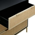 thumbnail image 5 of Nathan James Andrew 3-Drawer Chest Rattan Dresser, Bohemian Deep Drawer Dresser for Bedroom with Natural Rattan Accent and Metal Legs, Matte Black, 5 of 8
