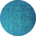 thumbnail image 1 of Ahgly Company Machine Washable Indoor Round Oriental Turquoise Blue Industrial Area Rugs, 3' Round, 1 of 4