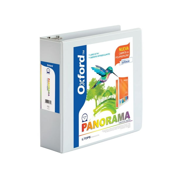 Carpeta de Argollas Oxford Panorama, Tamaño Carta, Herraje "O" de 3 Pulgadas, Color Blanco