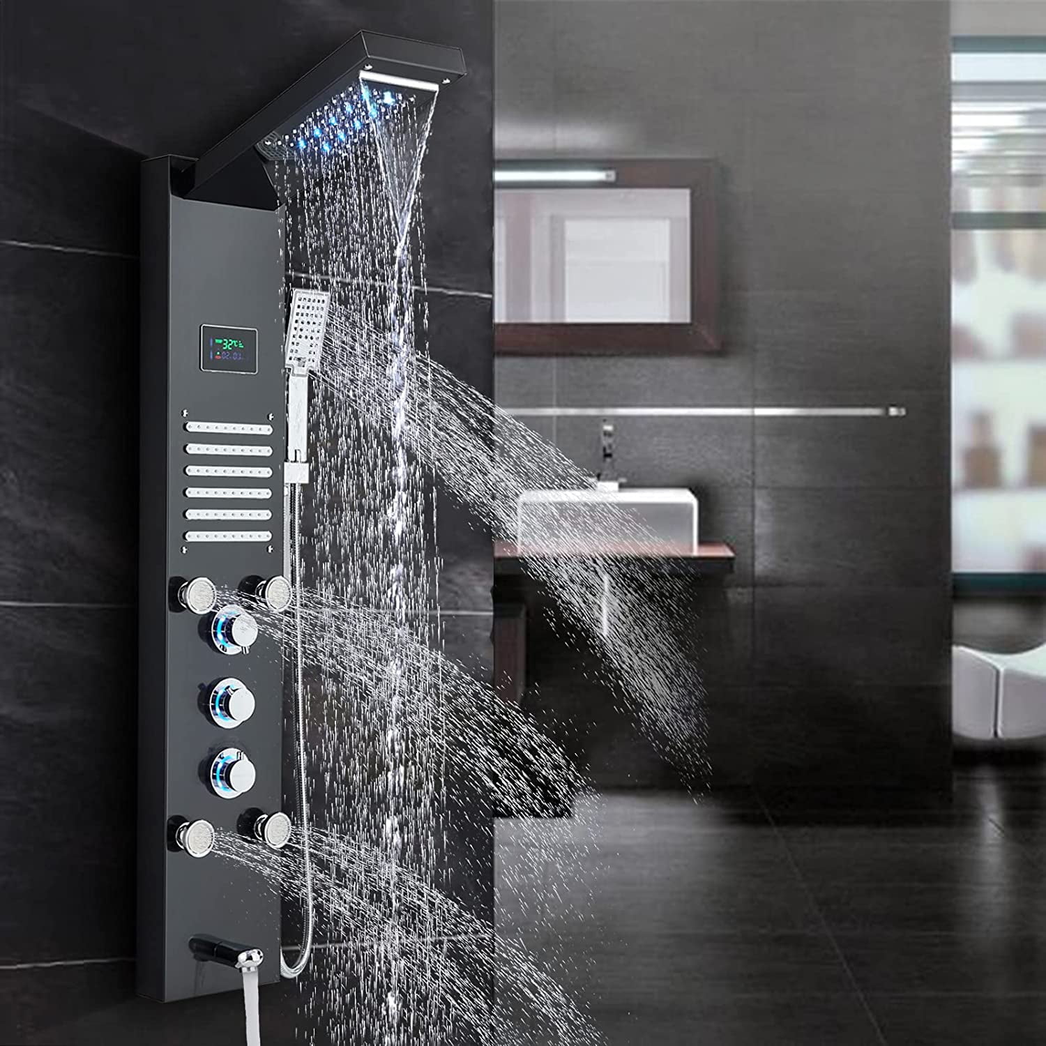 Zovajonia Led Shower Panel Tower System, 6 Function Shower Tower