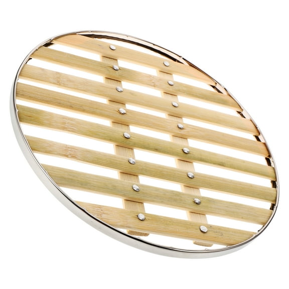 Bamboo Steamer with Steel Ring 25cm Round Steamer Mat for Dumplings Steaming Cooking Reusable Non-Stick Kitchen Steamer Accessory