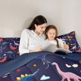 thumbnail image 4 of Homewish Children Kids Cartoon Dinosaur Bedding Comforter Set 7 Pieces,Jungle Animal Full Bedding Set Lightweight,Kawaii Wildlife Dino Fitted Sheet Flat Sheet,Breathable Home Decor,Reversible, 4 of 8