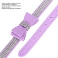 thumbnail image 3 of Light Purple M 42x2.0cm Suede Microfiber Double Bowknot Crystal Sparkle Rhinestone Cat Collar Pet Supply, 3 of 5
