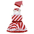thumbnail image 3 of HYwys Girls Christmas Costume Mrs Santa Cosplay Candy Cane Striped Tutu Leotard Dance Dress Outfits Red B 8, 3 of 7