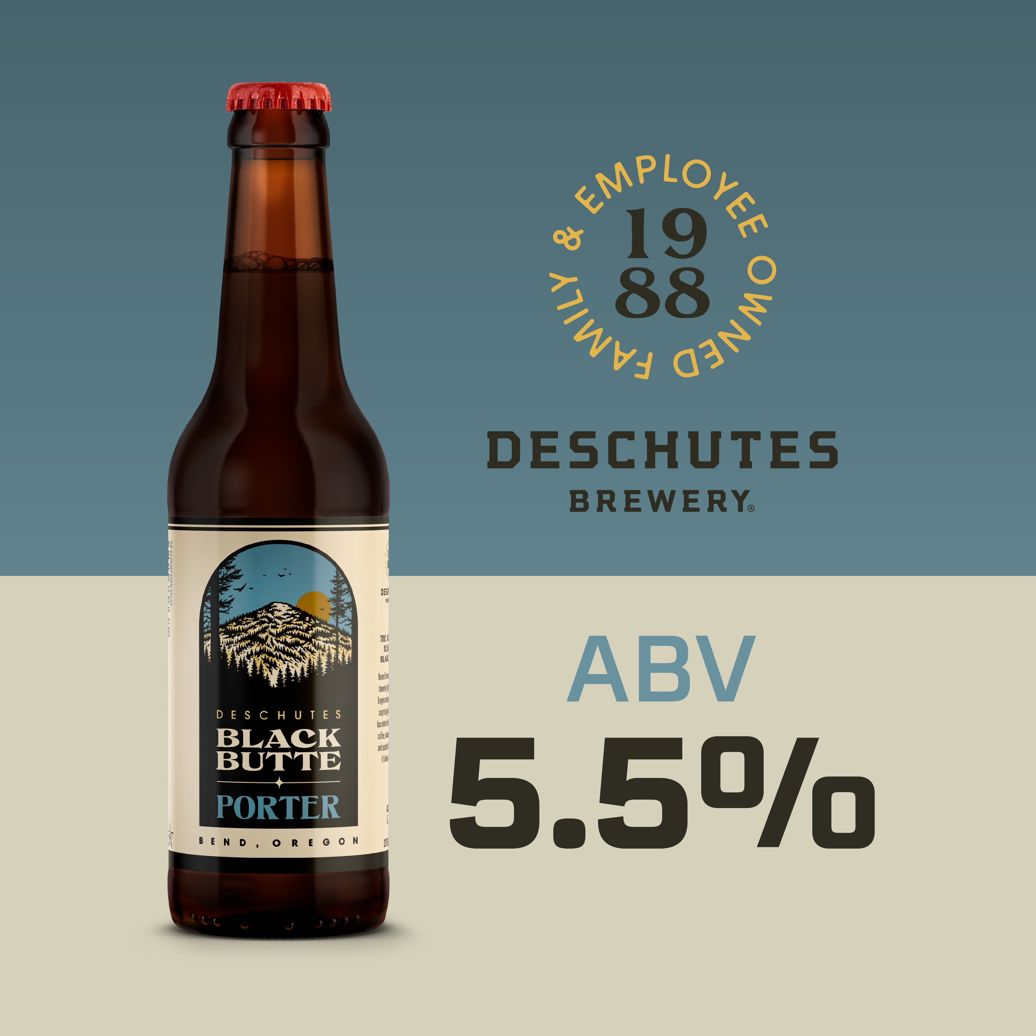 Deschutes Black Butte Porter Craft Beer, 12 Pack, 12 fl oz Glass Bottles, 5.5% ABV