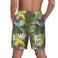 thumbnail image 3 of Kdxio Surfing Dinosaur Print Men's Swim Trunks with Compression Liner 7 Inch Inseam Quick Dry Swim Shorts, 3 of 7