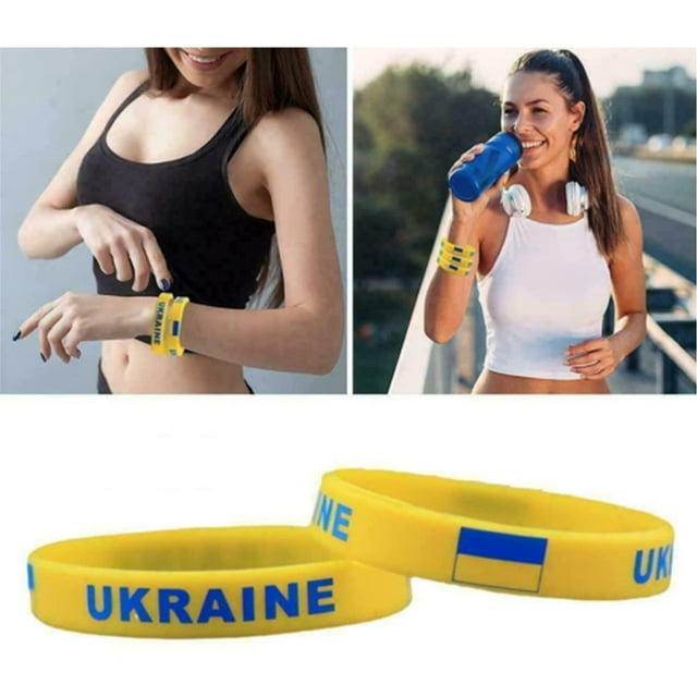 Bracelet Drapeau National d'Ukraine, 10 Pcs Bracelets en Silicone Doux de l'Ukraine
