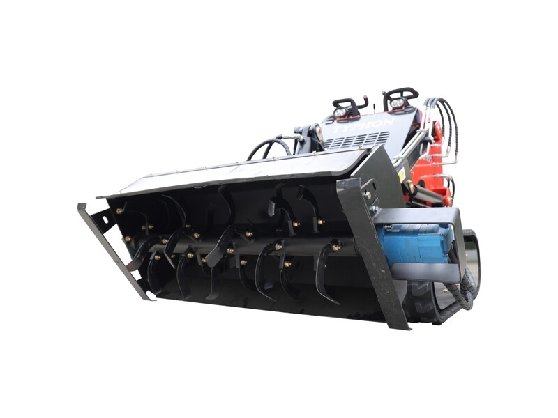 TYPHON Hydraulic Rotary Plow Tiller Attachment for Skid Steer Loaders. Heavy-Duty Soil Prep Tool