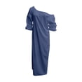 thumbnail image 3 of Dvprdro Womens Summer Party Maxi Dress Off Shoulder 3/4 Sleeve Bodycon Solid Ruched, 3 of 9
