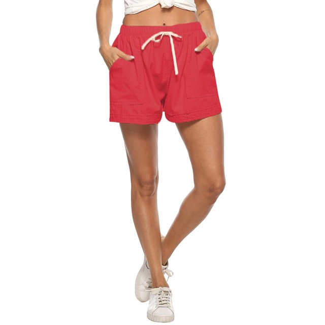 Innerwin Bermuda pour Femmes Shorts de Plage d'Été Taille Haute Jambe Droite Rouge TTG