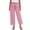 Pink, variant on Casual Pants For Women Sevevn Women's Linen Blend Wide Leg Cropped Pants High Waist Drawstring Casual Capris with Pockets Pink S