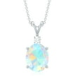 thumbnail image 3 of Rosec Jewels Oval Ethiopian Opal Solitaire Pendant Necklace with Diamond (8X10 mm), 14K White Gold, 3 of 9