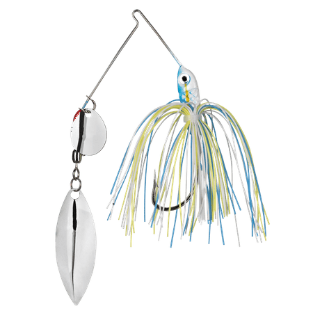 Promo Spinnerbait Lure 1/4 oz Colorado Willow White Blue Yellow