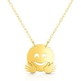 thumbnail image 1 of 14k Yellow Gold Happy Face Flying Emoji Extendable Necklace, 16" to 18", 1 of 2