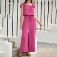 thumbnail image 6 of BRGZLK 2025 Jumpsuits for Women Clearance Summer Ruffle Sleeves Round Neck Rompers Drawstring Overalls With Pockets Hot Pink L, 6 of 8
