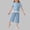 Suit-670Blue, variant on 2 Piece Outfits for Girls Ribbed Short Sleeve Bow Top and Wide Leg Culottes Set Lace Trim Hem Breathable Summer Playwear Casual Fashion Outfit