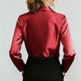 thumbnail image 4 of RYRJJ Women's Elegant Cowl Neck Satin Blouse Long Sleeve Business Office Work Shirt Dressy Casual Silk Tops(Wine,L), 4 of 9