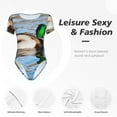 thumbnail image 6 of Balery Mallard Duck Swimming In A River Women's Short Sleevee Crew Neck Bodysuit Tops Short Sleeve Tops Basic-, 6 of 9