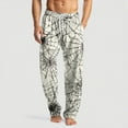 thumbnail image 2 of WTOBBY Men's Knitted Halloween Print Pocket Pants for Casual Lounge and Sleepwear,Soft Pajama Design with Spooky Theme, Great for Home Relaxation,Beige L, 2 of 8