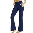 thumbnail image 4 of JJHGVB Yoga Pants Flare Leggings Wide Leg Pants Woman Casual Elastic Waist Flare Pants Solid Going Out Jogging Sports Gym Workout Pants Wide Leg Pants Woman Workout Pants Navy 2XL, 4 of 9