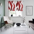 thumbnail image 4 of Red White Moire Kitchen Curtains Small Short 39 Inch Length, Modern Abstract Art Grommet Top Bedroom Living Room Curtains, Light Filtering Cafe Curtain Drapes 2 Panels Set 55''x39'', 4 of 9
