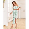 thumbnail image 2 of Vestido de maternidad AISWI de malla con abertura en los hombros descubiertos, verde fruncido, 2 of 5
