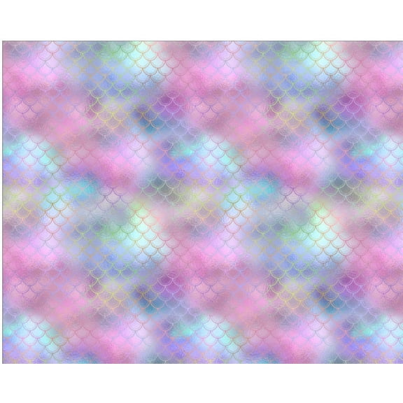 Printed Adhesive Sparkling Mermaid Scales Pattern 12 x 12 inch Sheet (H)