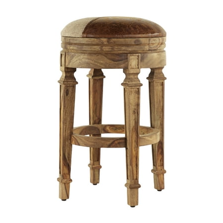DecMode Brown Wood Rustic Bar Stool 26"