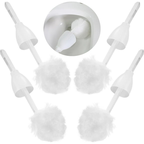 4 Pack Toilet Bowl Brush,Happon White Soft Swab Toilet Bowl Cleaners, Disposable Toilet Brush,Long Handled Toilet Bowl Mop with Silk Cotton Brush for Bathroom Toilet Bowl