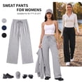 thumbnail image 4 of ValueVibe Women's Lightweight Wide Leg Sweatpants Mid Rise Drawstring Loose Casual Lounge Pants, Light Gray S-2XL, 4 of 7