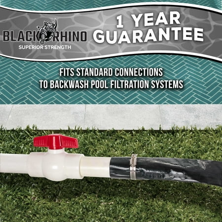 U.S. Pool Supply Black Rhino 1-1/2 x 100' Pool Backwash Hose with Hose Clamp - Extra Heavy Duty Superior Strength, Thick 1.2mm (47mils) - Weather Burst Resistant - Drain Clean Swimming Pools