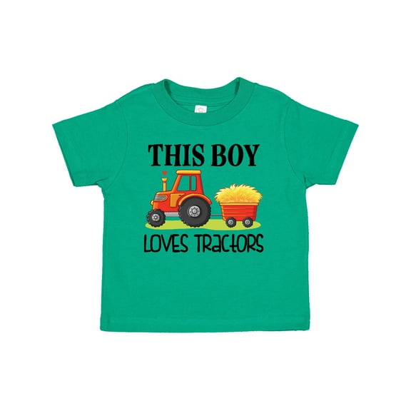 Inktastic Farming Cute Boy Loves Tractors Boys Toddler T-Shirt