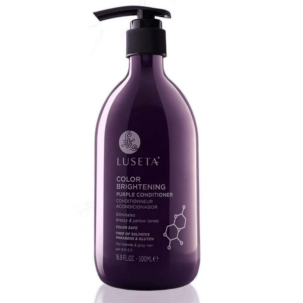 Acondicionador Luseta Purple para cabello rubio gris teñido y cabello seco/dañado, sin sulfatos ni parabenos, 16.9 oz