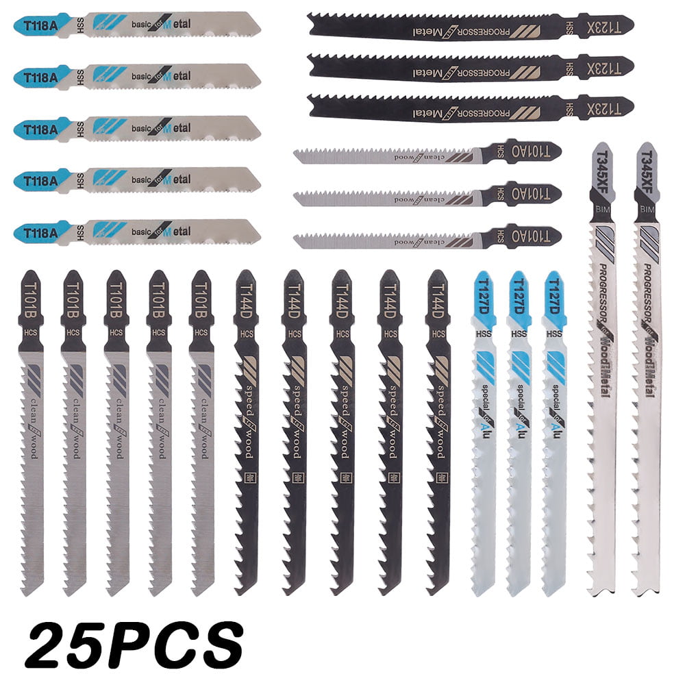 60 Pcs Assorted T-Shank Jigsaw Blades Set Metal Plastic Wood Jig Saw Cutter Tool 