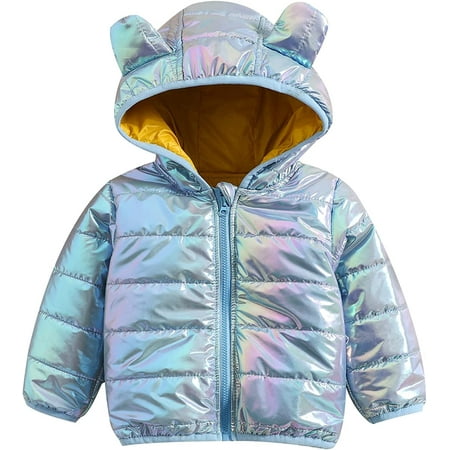 

PIKADINGNIS Toddler Baby Girl Boy Winter Coats Shiny Hooded Ears Long Sleeve Zipper Light Puffer Down Jacket Windproof Outwear