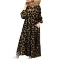 thumbnail image 1 of Robe Grande Taille pour Femmes Col en V Manches Longues Imprimée Tendance Décontractée Ample Été Automne Midi avec Poches, 1 of 7