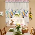thumbnail image 3 of Easter Colored Eggs Swag Kitchen Curtain Valances, Rabbit Pink Plaid Vintage Linen Spring Rod Pocket Curtains Window Treatment Decor Valances for Bedroom Bathroom, 2 Panels 36 x 36 Inch, 3 of 9