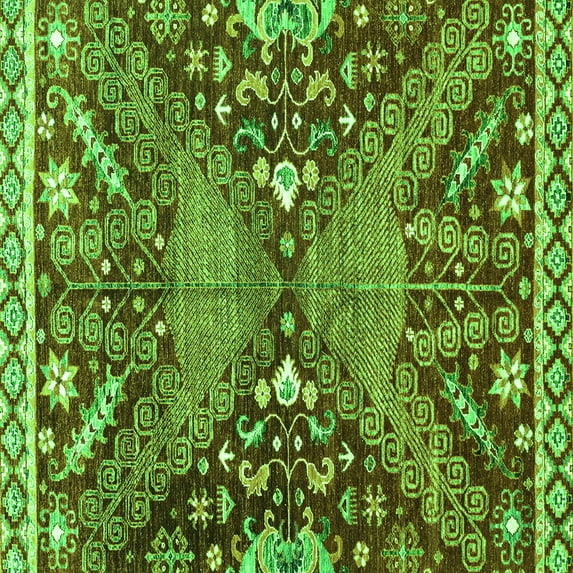 Ahgly Company Indoor Square Abstract Green Modern Area Rugs, 6' Square