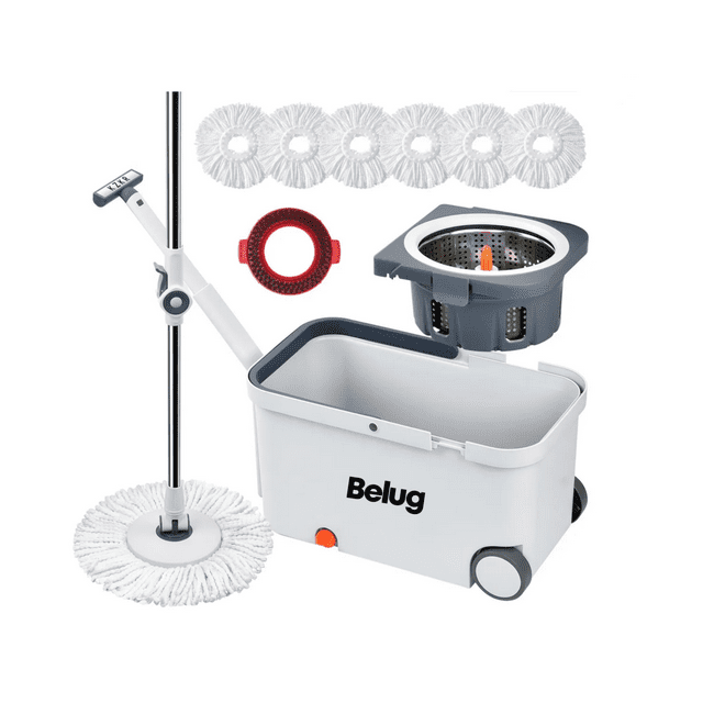 Fregona Giratoria Con Ruedas Con 6 Cabezas De Fregona Belug Blanco