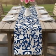 thumbnail image 4 of Ocean Shell Table Runner, Starfish Conch Retro Beach Blue Texture Cotton Linen Kitchen Table Decoration Washable Dining Tabletop Runners for Home Party Decor 13x72 Inches, 4 of 9