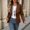 (New8)Brown, variant on Open Front Cropped Blazer Coat Women Long Sleeve Draped Collar Jacket Casual Office Outer Garment Versatile Top for Business