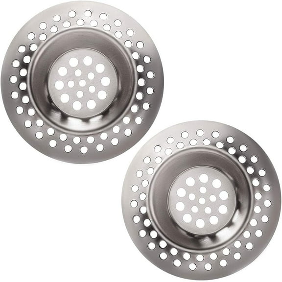 NOGIS (Set of 2)Stainless Steel Sink Strainer Plug Kitchen Bathroom Sink Plug Cover Shower Drain Cover Hair Catcher Plug Hole Sink Tub Strainer Drain Filter Basket Strainer Waste Plug